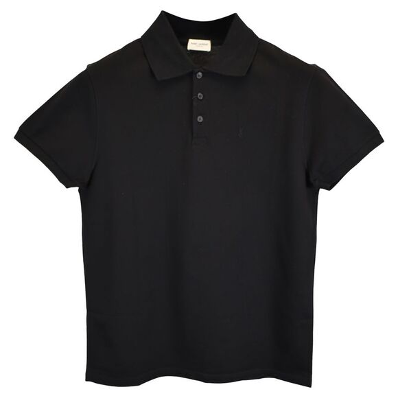Saint Laurent Paris Cassandre Polo Shirt in Black Cotton